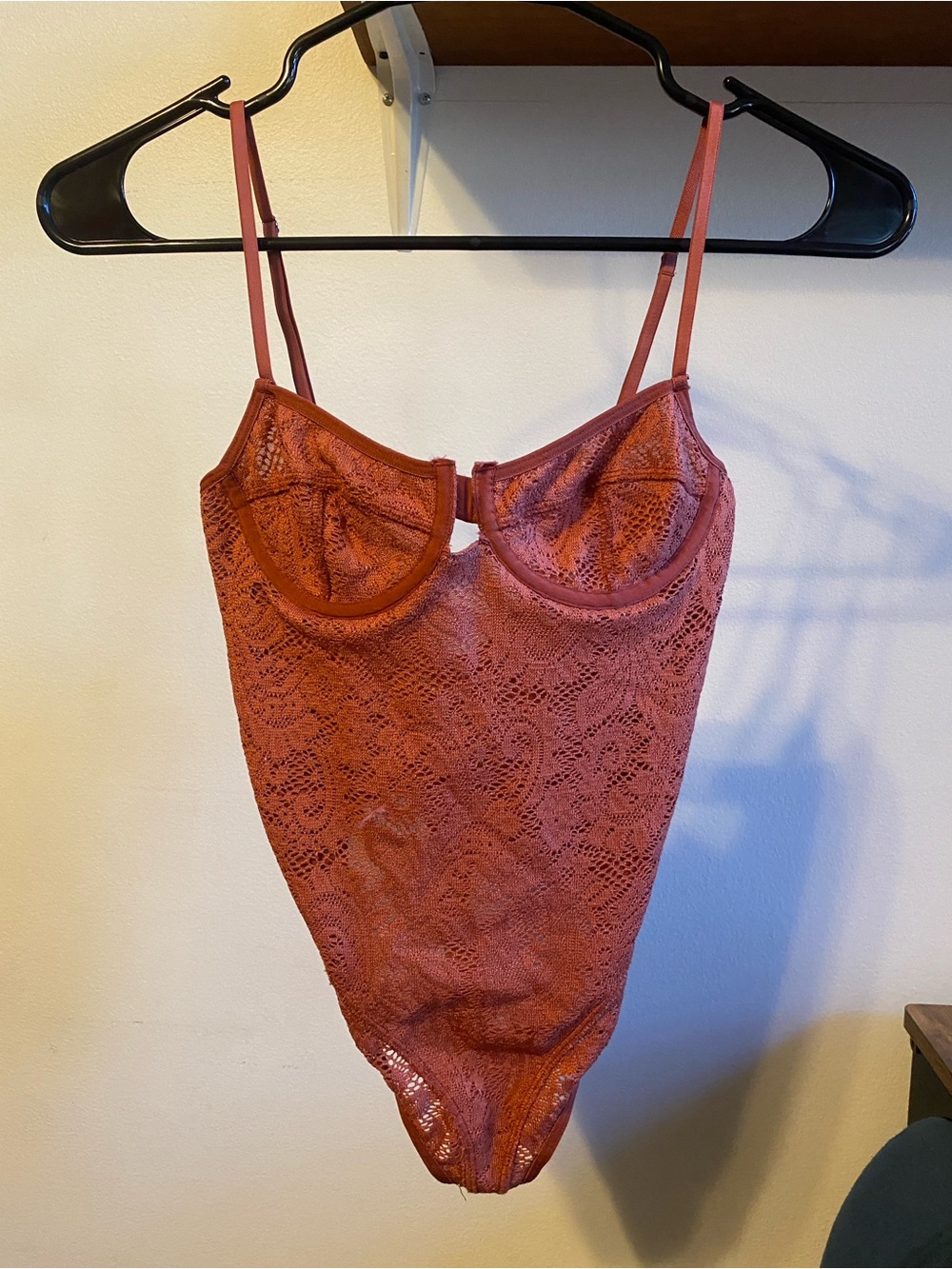 Urban Outfitters Rust Red Lace Underwire Bodysuit